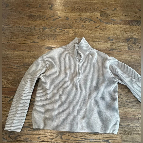 & Other Stories Half Zip knit Sweater in Beige Brown size  Large Womens D0656 - Picture 3 of 12